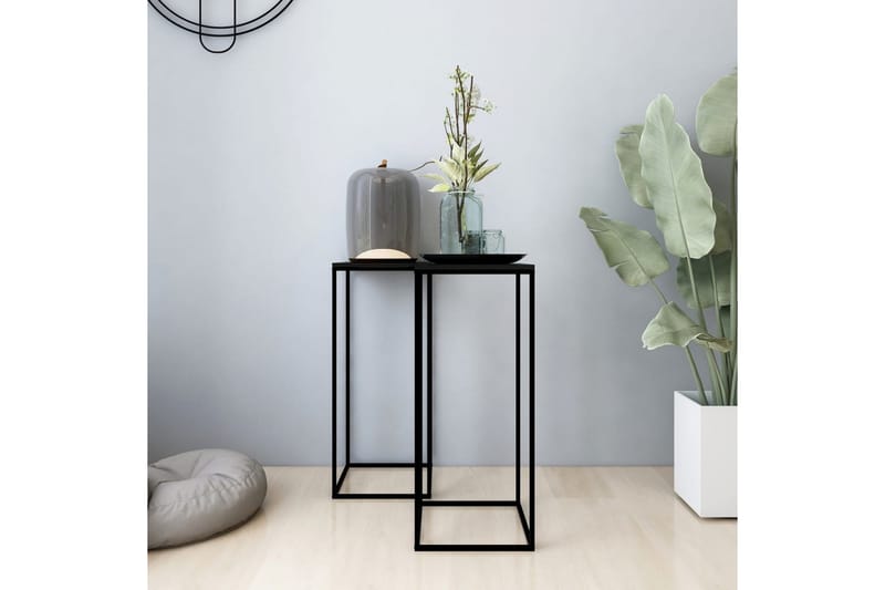 Sidobord 2 st svart stål - Svart - Brickbord & småbord - Lampbord & sidobord