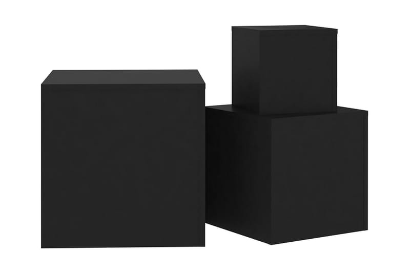 Sidobord 3 st svart spånskiva - Svart - Brickbord & småbord - Lampbord & sidobord
