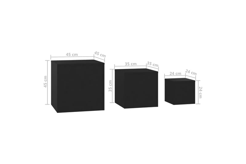 Sidobord 3 st svart spånskiva - Svart - Lampbord & sidobord - Brickbord & småbord