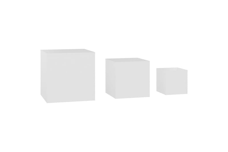 Sidobord 3 st vit spånskiva - Vit - Lampbord & sidobord - Brickbord & småbord