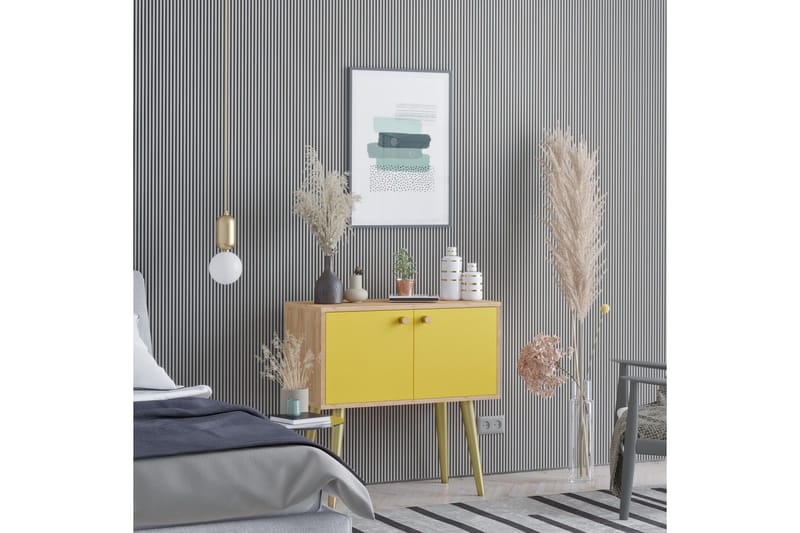 Sidobord 80 cm - Guld/Natur/Gul - Möbler - Bord & matgrupp - Avlastningsbord & sidobord - Lampbord & sidobord