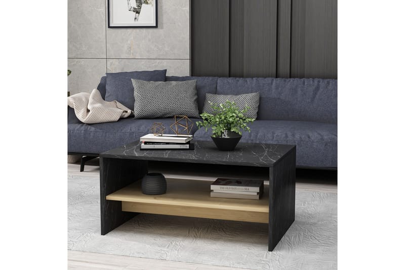 Sidobord Faithanit 90 cm - Svart/Ljus Natur - Möbler - Bord & matgrupp - Avlastningsbord & sidobord - Lampbord & sidobord
