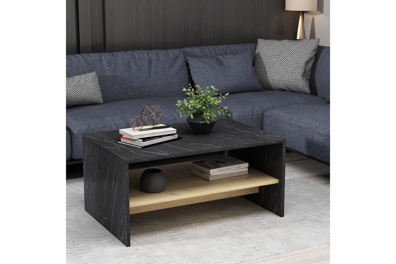 Sidobord Faithanit 90 cm - Svart/Ljus Natur - Möbler - Bord & matgrupp - Avlastningsbord & sidobord - Lampbord & sidobord