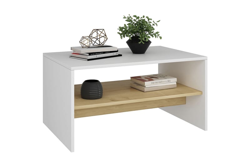 Sidobord Faithanit 90 cm - Vit/Natur - Möbler - Bord & matgrupp - Avlastningsbord & sidobord - Lampbord & sidobord