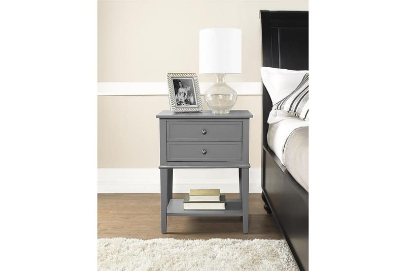 Sidobord Franklin 56 cm 2 Lådor Grå - Dorel Home - Möbler - Bord & matgrupp - Avlastningsbord & sidobord - Lampbord & sidobord