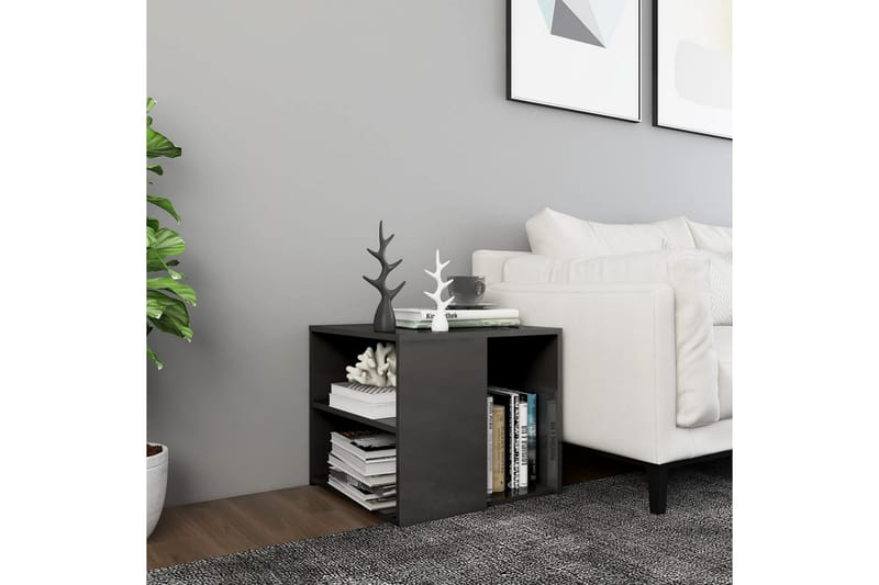 Sidobord grå högglans 50x50x45 cm spånskiva - Grå - Lampbord & sidobord - Brickbord & småbord