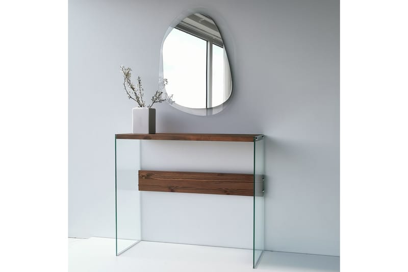 Sidobord Niagarania 91 cm - Mörkbrun/Härdat Glas - Möbler - Bord & matgrupp - Avlastningsbord & sidobord - Lampbord & sidobord