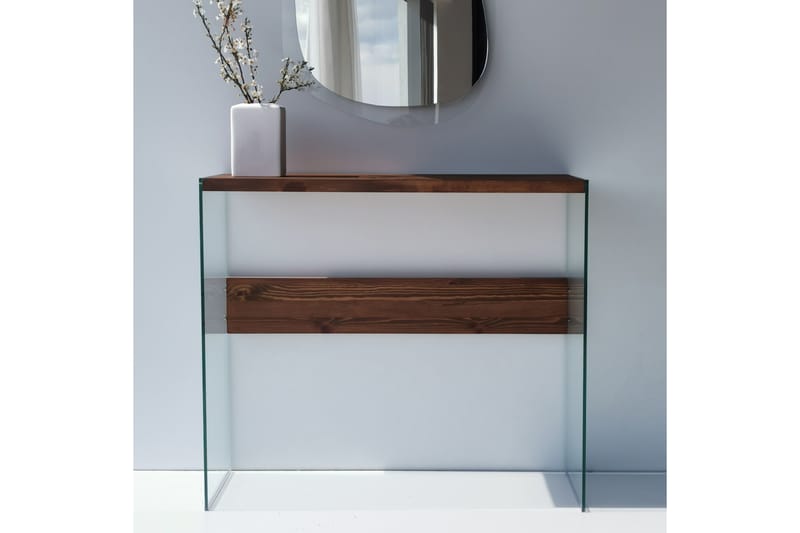 Sidobord Niagarania 91 cm - Mörkbrun/Härdat Glas - Möbler - Bord & matgrupp - Avlastningsbord & sidobord - Lampbord & sidobord