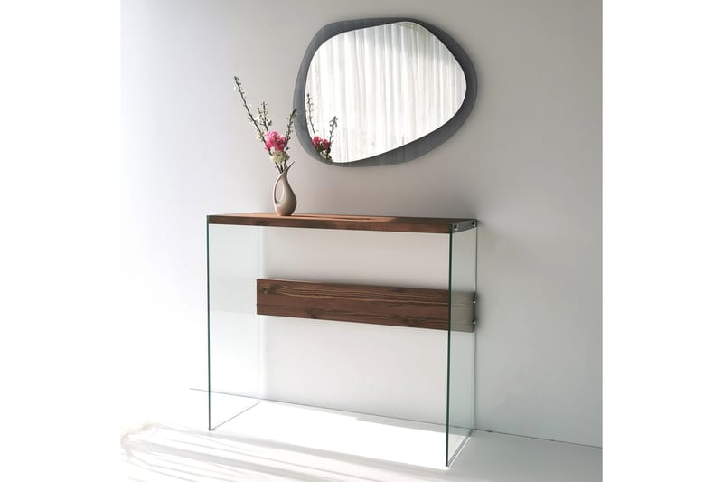 Sidobord Niagarania 91 cm - Mörkbrun/Härdat Glas - Möbler - Bord & matgrupp - Avlastningsbord & sidobord - Lampbord & sidobord