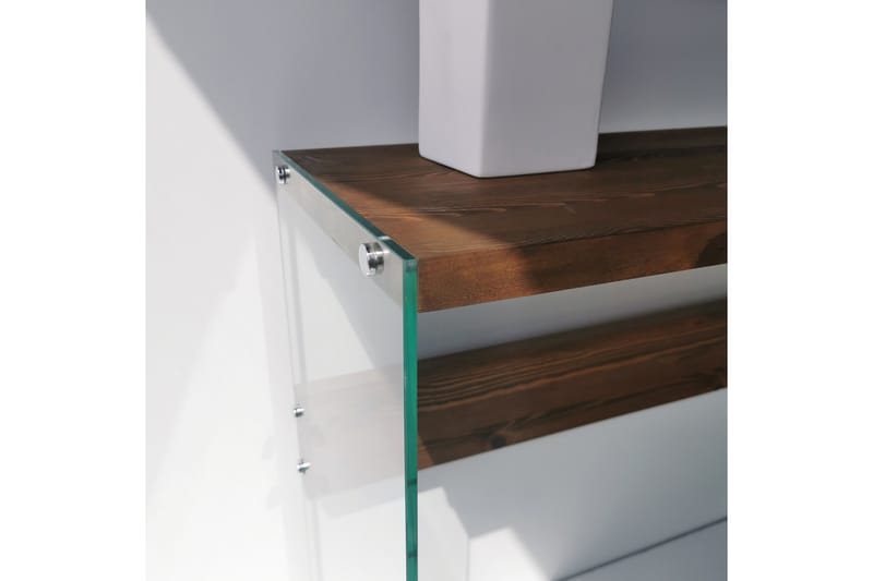 Sidobord Niagarania 91 cm - Mörkbrun/Härdat Glas - Möbler - Bord & matgrupp - Avlastningsbord & sidobord - Lampbord & sidobord