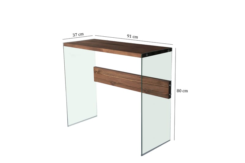 Sidobord Niagarania 91 cm - Mörkbrun/Härdat Glas - Möbler - Bord & matgrupp - Avlastningsbord & sidobord - Lampbord & sidobord