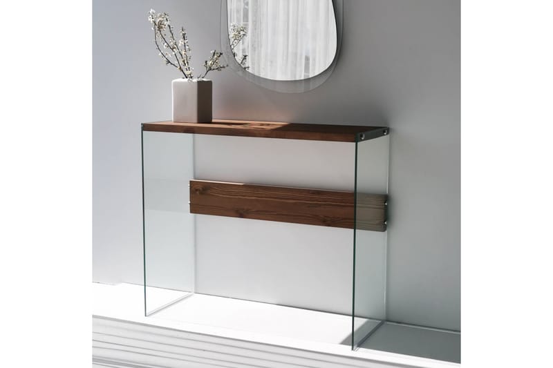 Sidobord Niagarania 91 cm - Mörkbrun/Härdat Glas - Möbler - Bord & matgrupp - Avlastningsbord & sidobord - Lampbord & sidobord