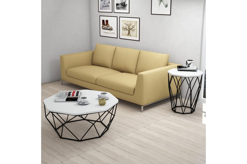 Sidobord Sofya Runt 46 cm - Vit/Svart - Möbler - Bord & matgrupp - Avlastningsbord & sidobord - Lampbord & sidobord