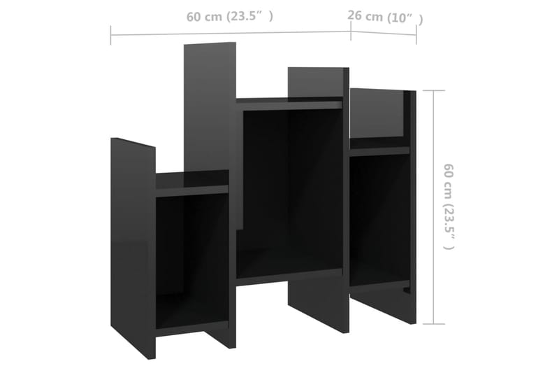 Sidobord svart högglans 60x26x60 cm spånskiva - Svart - Lampbord & sidobord - Brickbord & småbord