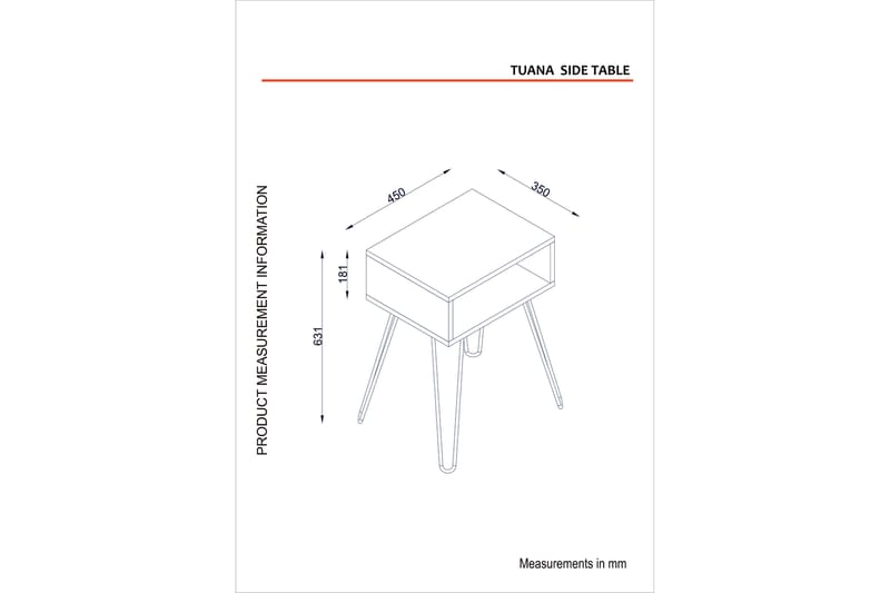 Sidobord Tessie 45 cm med Förvaring Hylla - Valnötsbrun/Svart - Lampbord & sidobord - Brickbord & småbord