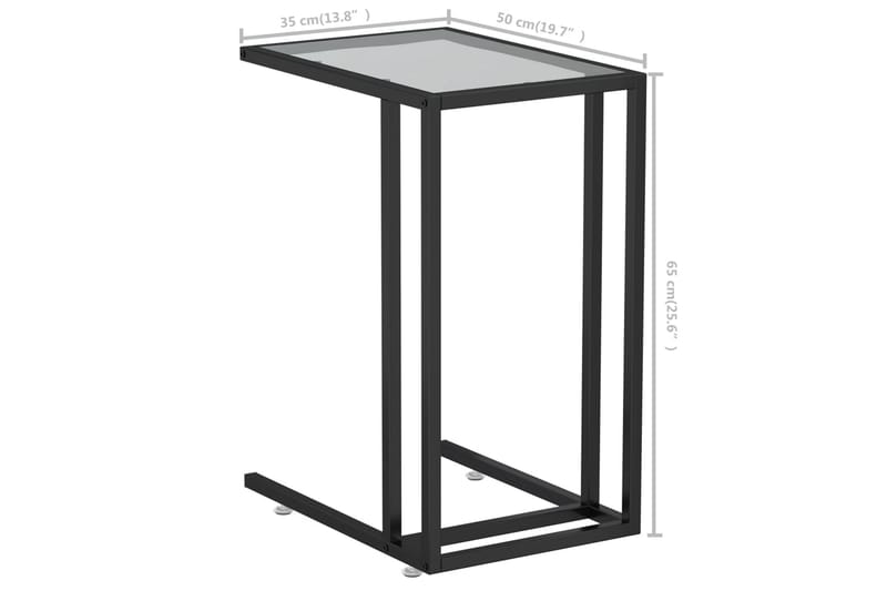 Sidobord till datorbord svart 50x35x65 cm härdat glas - Svart - Lampbord & sidobord - Brickbord & småbord