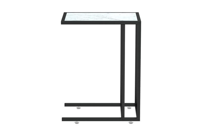 Sidobord till datorbord vit marmor 50x35x65 cm härdat glas - Brickbord & småbord - Lampbord & sidobord