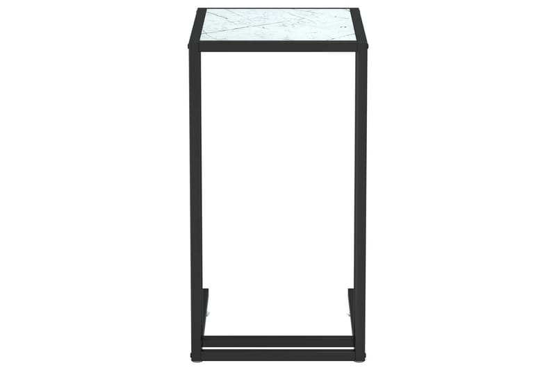 Sidobord till datorbord vit marmor 50x35x65 cm härdat glas - Vit - Lampbord & sidobord - Brickbord & småbord