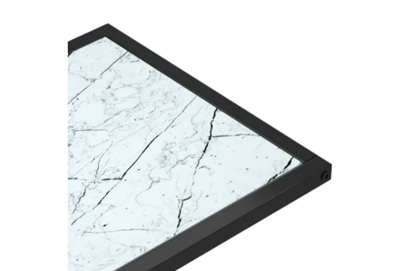 Sidobord till datorbord vit marmor 50x35x65 cm härdat glas - Vit - Lampbord & sidobord - Brickbord & småbord