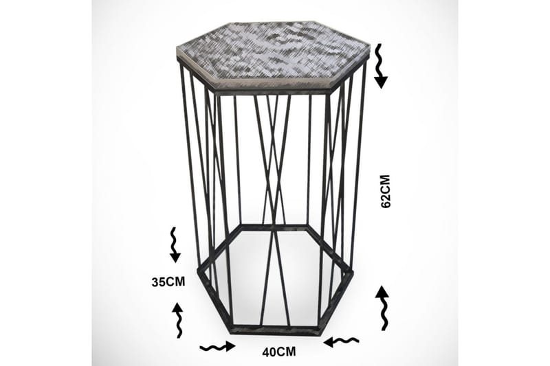 Sidobord Ubbeboda 40 cm Hexagon - Ljusbrun/Svart - Lampbord & sidobord - Brickbord & småbord