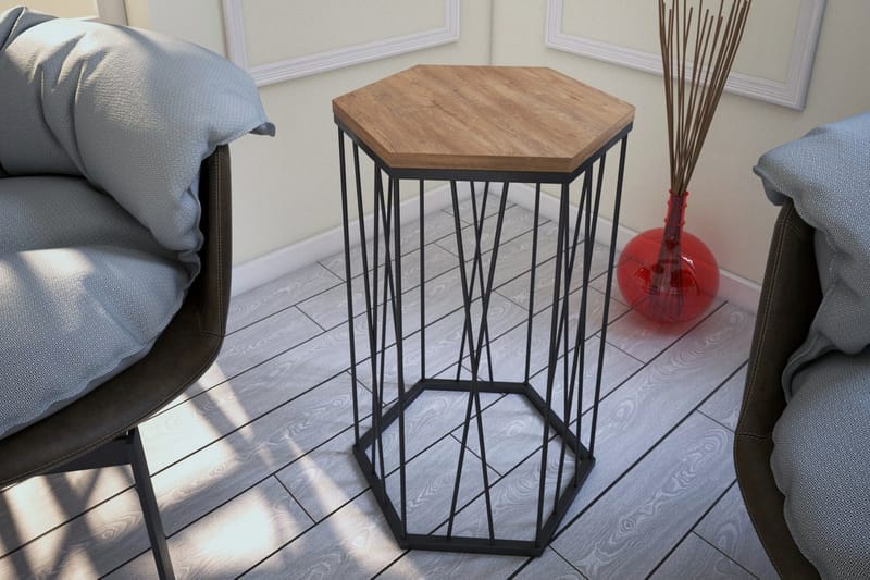 Sidobord Ubbeboda 40 cm Hexagon - Ljusbrun/Svart - Möbler - Bord & matgrupp - Avlastningsbord & sidobord - Lampbord & sidobord
