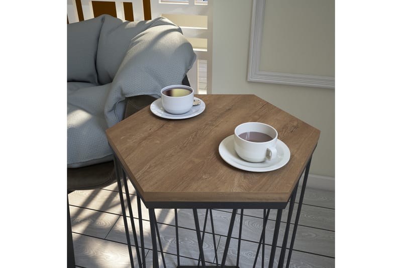 Sidobord Ubbeboda 40 cm Hexagon - Ljusbrun/Svart - Möbler - Bord & matgrupp - Avlastningsbord & sidobord - Lampbord & sidobord