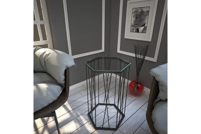 Sidobord Ubbeboda 40 cm Hexagon - Svart/Silver - Möbler - Bord & matgrupp - Avlastningsbord & sidobord - Lampbord & sidobord