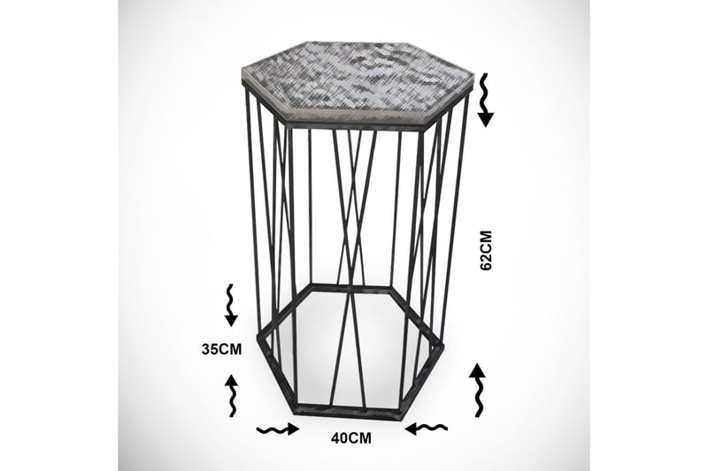 Sidobord Ubbeboda 40 cm Hexagon - Svart/Silver - Möbler - Bord & matgrupp - Avlastningsbord & sidobord - Lampbord & sidobord