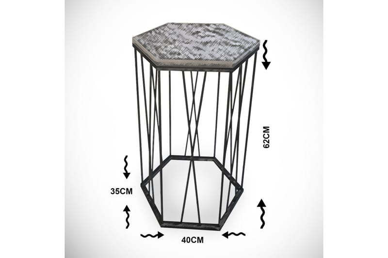 Sidobord Ubbeboda 40 cm Hexagon - Svart/Silver - Brickbord & småbord - Lampbord & sidobord