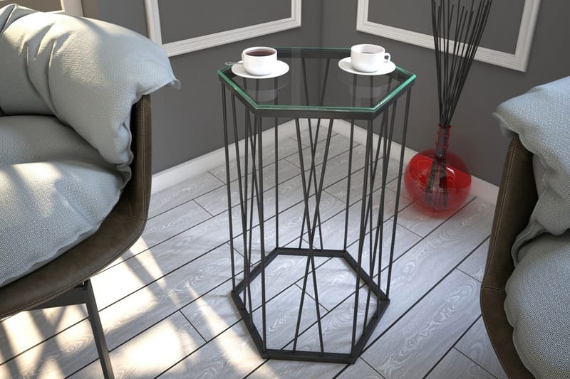 Sidobord Ubbeboda 40 cm Hexagon - Svart/Silver - Möbler - Bord & matgrupp - Avlastningsbord & sidobord - Lampbord & sidobord