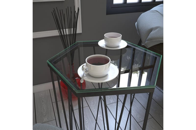 Sidobord Ubbeboda 40 cm Hexagon - Svart/Silver - Möbler - Bord & matgrupp - Avlastningsbord & sidobord - Lampbord & sidobord
