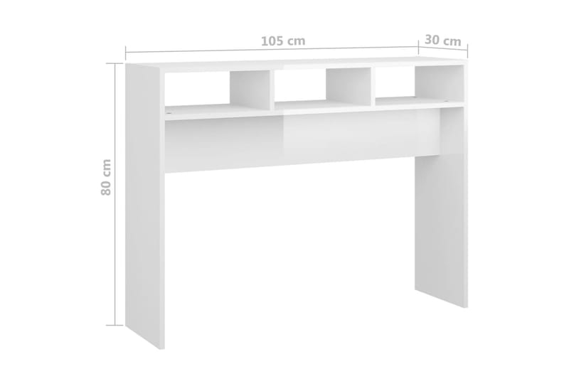 Sidobord vit högglans 105x30x80 cm spånskiva - Vit - Lampbord & sidobord - Brickbord & småbord