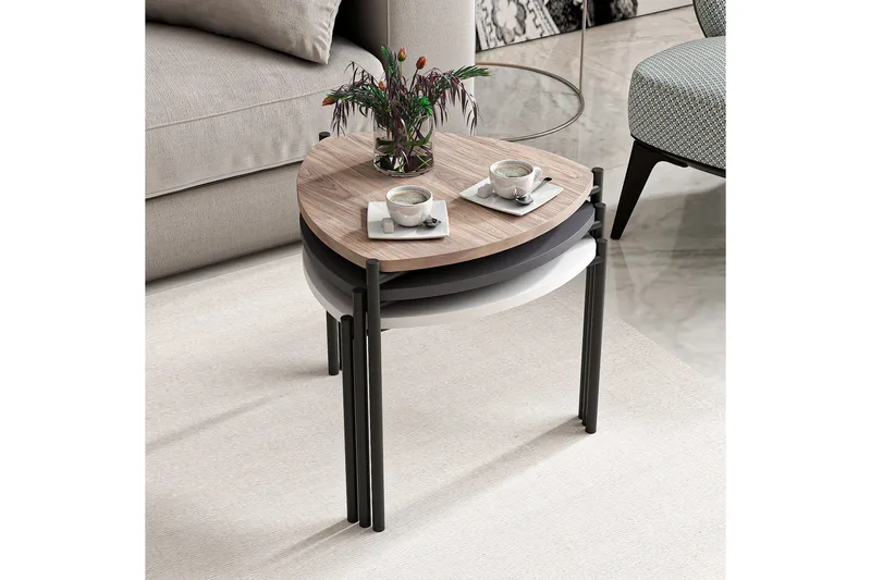 Lenny Satsbord - Vit/Antracit/Valnöt - Möbler - Bord & matgrupp - Avlastningsbord & sidobord - Satsbord