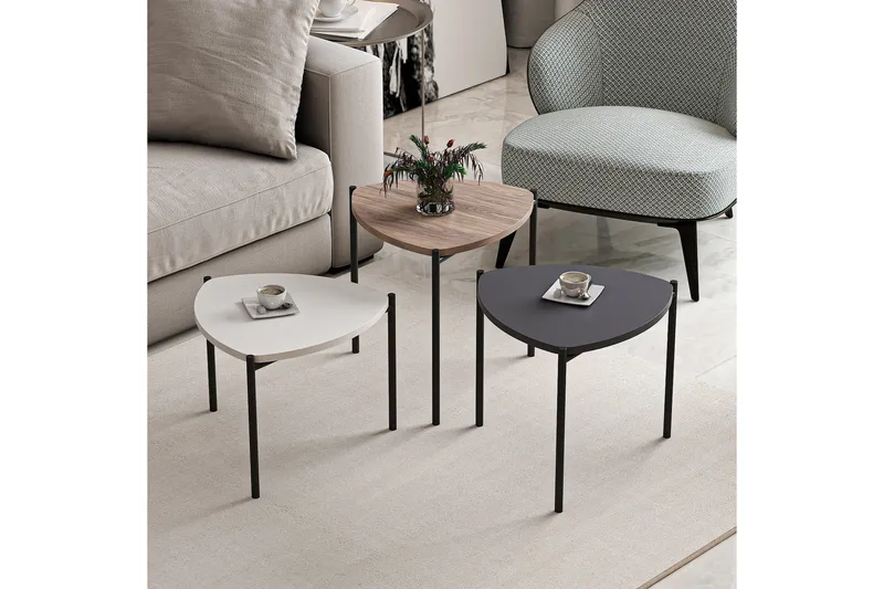 Lenny Satsbord - Vit/Antracit/Valnöt - Möbler - Bord & matgrupp - Avlastningsbord & sidobord - Satsbord