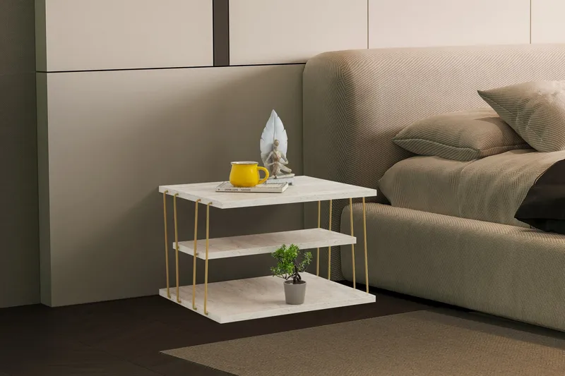 Lifon Sidobord 50 cm - Guld/Marmor - Möbler - Bord & matgrupp - Avlastningsbord & sidobord - Lampbord & sidobord