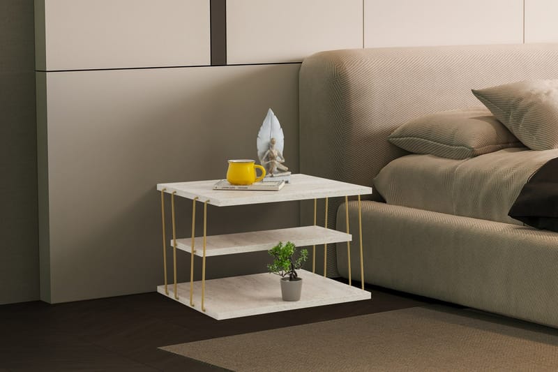 Lifon Sidobord 50 cm - Guld/Marmor - Möbler - Bord & matgrupp - Avlastningsbord & sidobord - Brickbord & småbord