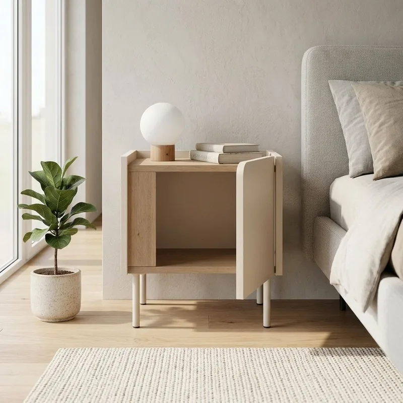 Lomar Nattduksbord 45,5x47,8x35 cm - Naturlig ek, sandsten - Möbler - Bord & matgrupp - Avlastningsbord & sidobord - Sängbord & nattduksbord