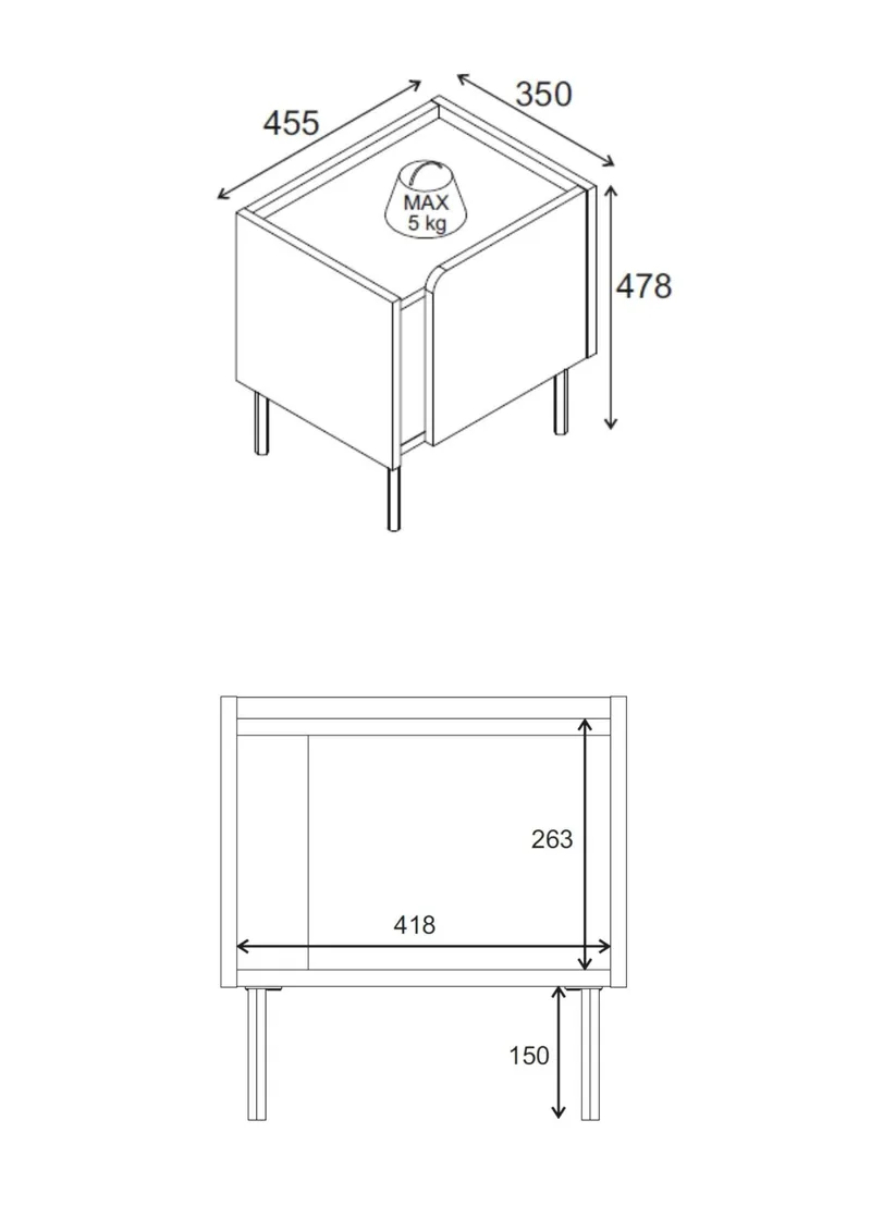 Lomar Nattduksbord 45,5x47,8x35 cm - Naturlig ek, sandsten - Möbler - Bord & matgrupp - Avlastningsbord & sidobord - Sängbord & nattduksbord