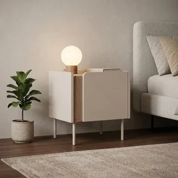 Lomar Nattduksbord 45,5x47,8x35 cm - Naturlig ek, sandsten - Möbler - Bord & matgrupp - Avlastningsbord & sidobord - Sängbord & nattduksbord