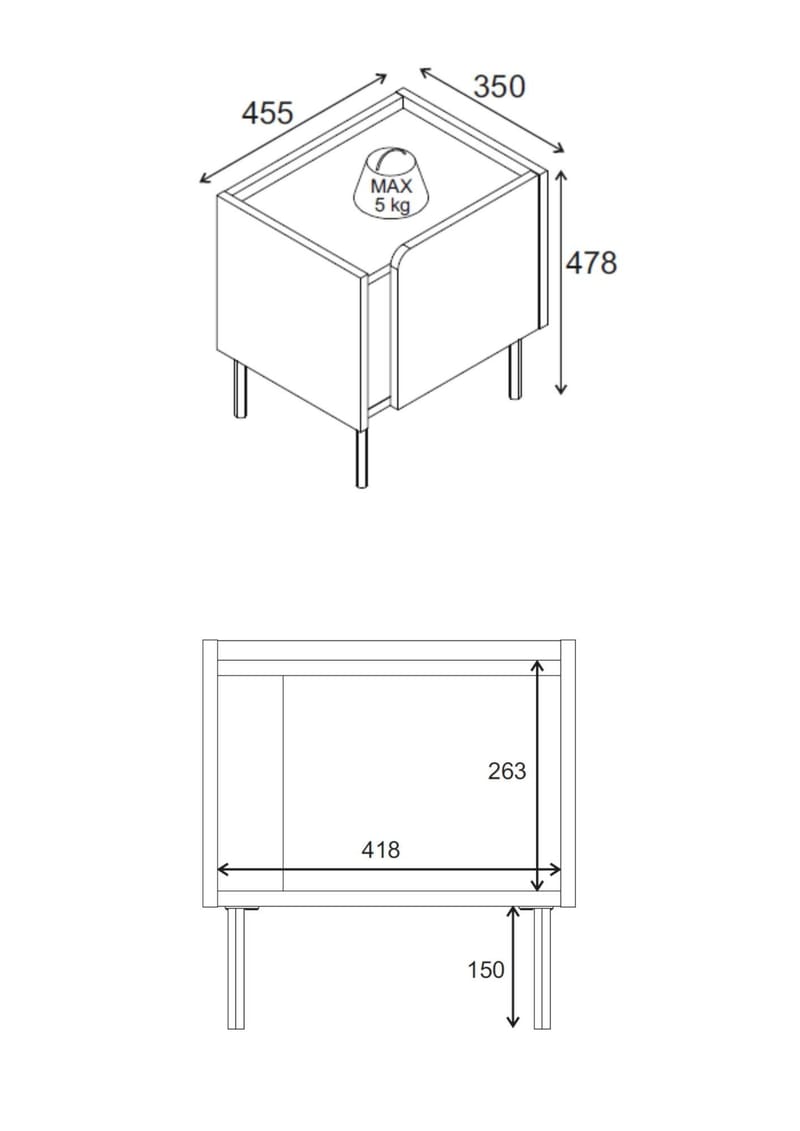 Lomar Nattduksbord 45,5x47,8x35 cm - Naturlig ek/Antracit/Svart - Möbler - Bord & matgrupp - Avlastningsbord & sidobord - Sängbord & nattduksbord