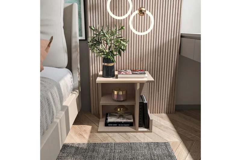 Lorik Sängbord 45 cm - Beige - Möbler - Bord & matgrupp - Avlastningsbord & sidobord - Sängbord & nattduksbord
