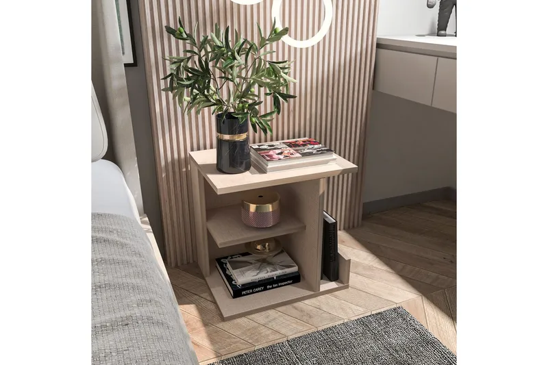 Lorik Sängbord 45 cm - Beige - Möbler - Bord & matgrupp - Avlastningsbord & sidobord - Sängbord & nattduksbord