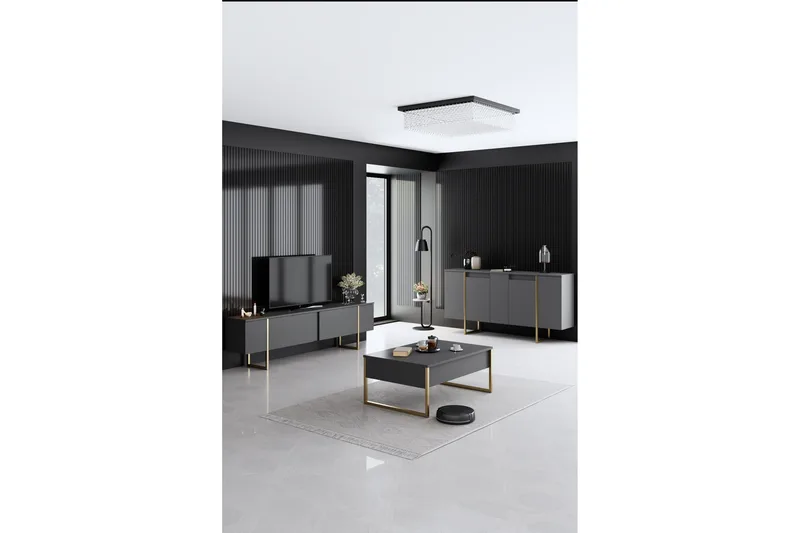 Luxe Konsollbord 160 cm - Grå/Guld - Förvaring - Förvaringsmöbler - Sideboard & skänk