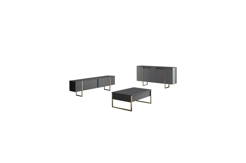 Luxe Konsollbord 160 cm - Grå/Guld - Förvaring - Förvaringsmöbler - Sideboard & skänk