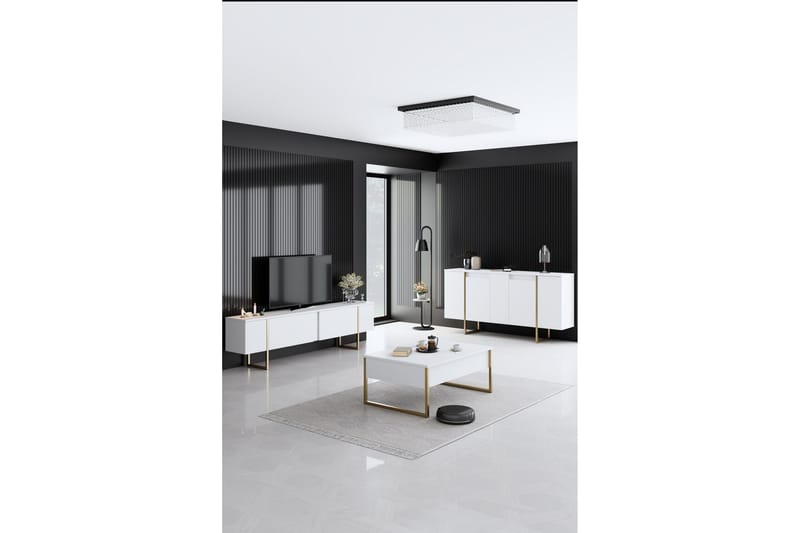 Luxe Konsollbord 160 cm - Vit/Guld - Förvaring - Förvaringsmöbler - Sideboard & skänk