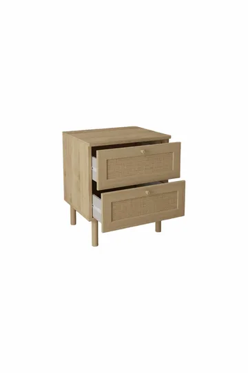 Meyloren Sängbord Rotting 50 cm med 2 Lådor - Beige - Möbler - Bord & matgrupp - Avlastningsbord & sidobord - Sängbord & nattduksbord