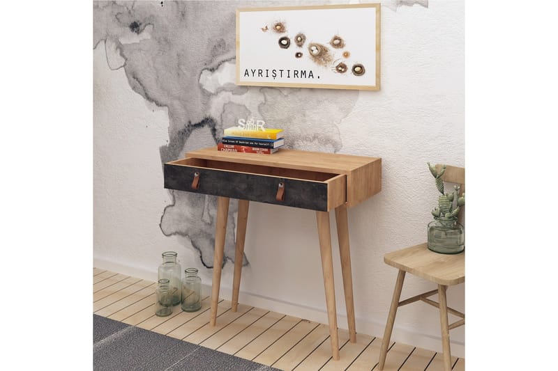 Mod Design Avlastningsbord Läderbeslag - Grå/Trä - Möbler - Bord & matgrupp - Avlastningsbord & sidobord - Konsolbord & hallbord