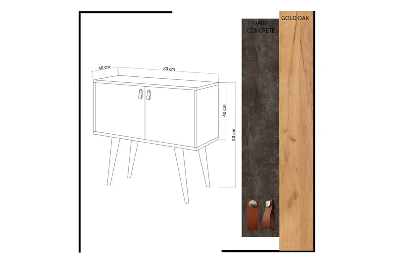 Mod Design Sideboard Läderbeslag - Grå/Trä - Möbler - Bord & matgrupp - Avlastningsbord & sidobord