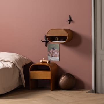 Momo Runt Retro Sängbord & Nattduksbord 40 cm i Trä med Valnötsutseende, Förvaring med Låda - Brun - Möbler - Bord & matgrupp - Avlastningsbord & sidobord - Sängbord & nattduksbord