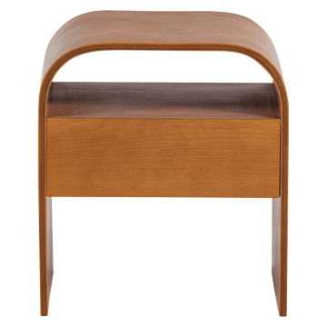 Momo Runt Retro Sängbord & Nattduksbord 40 cm i Trä med Valnötsutseende, Förvaring med Låda - Brun - Möbler - Bord & matgrupp - Avlastningsbord & sidobord - Sängbord & nattduksbord